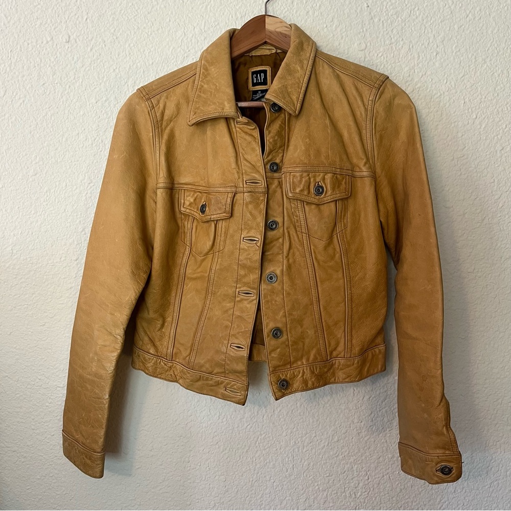 Gap Yellow Leather Jacket Vintage